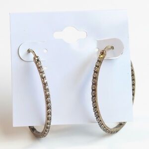 Dee Berkley Gold Vermeil Inside Out CZ Crystal Hoop Earrings 925 Sterling Silver